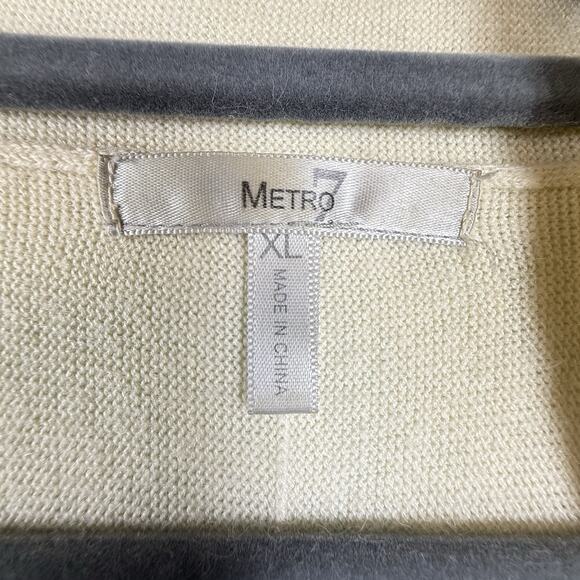 Metro7 SILK ANGORA BLEND Open Cardigan Womens SIZE XL Cream Elevated Basic Soft - Picture 6 of 9